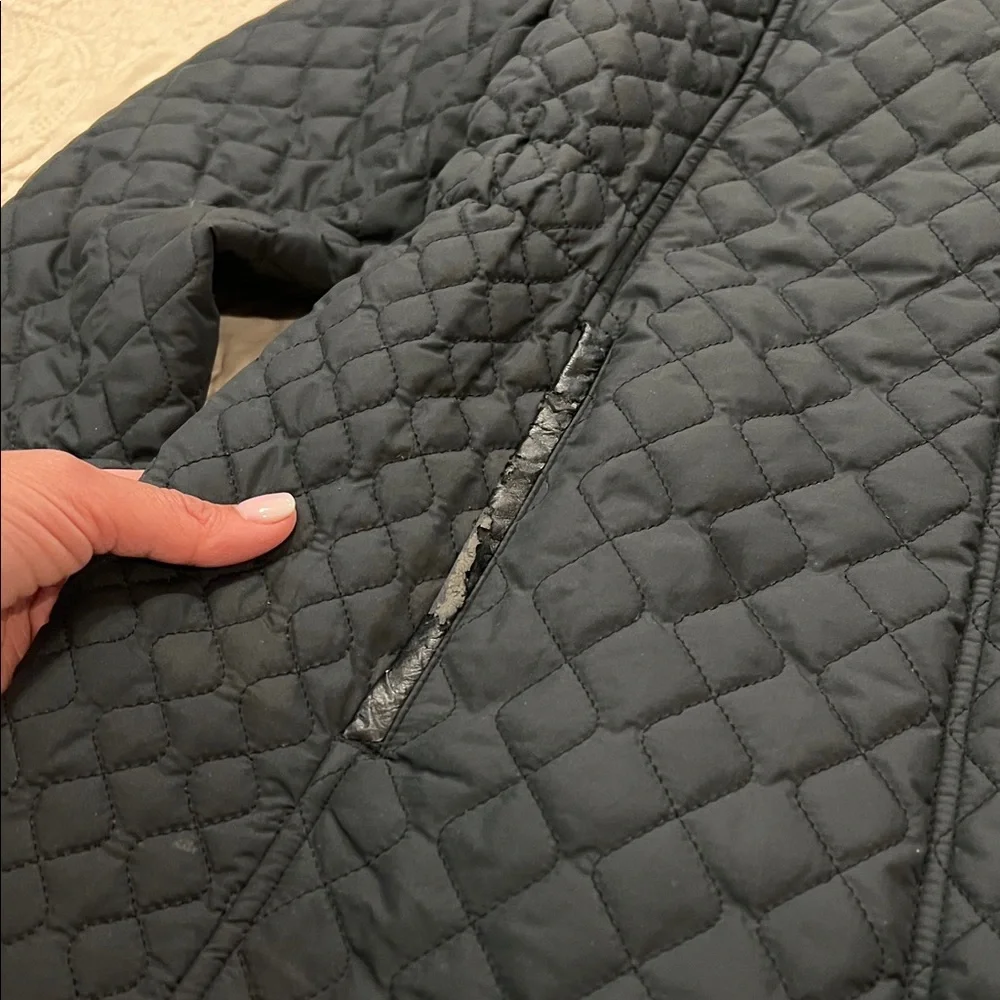 Lands' End Black Quilted Button-Up Jacket - Picture 5 of 8